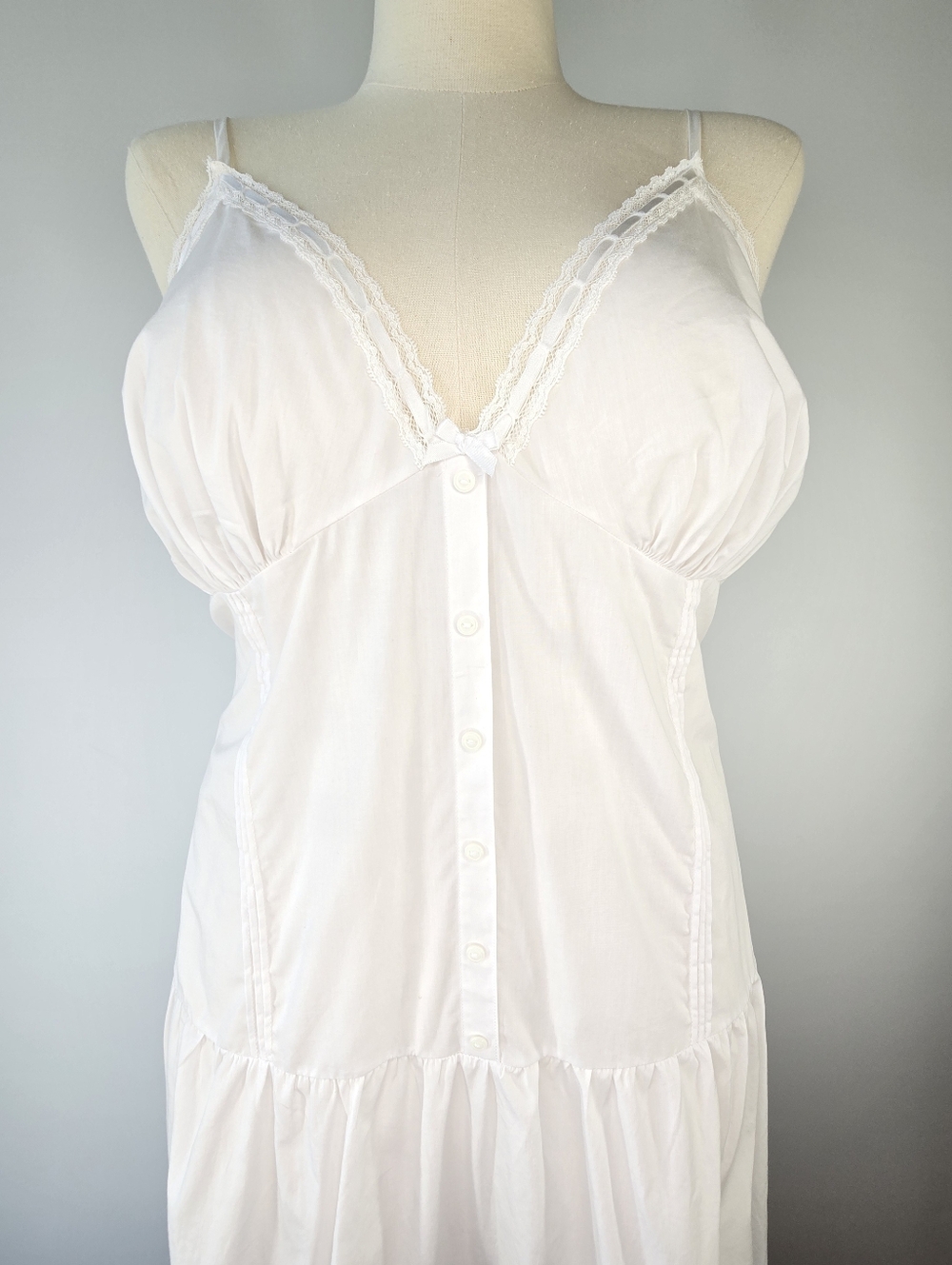 VS PINK x Frankies Bikinis White Cotton Poplin Lace & Ribbon Trim Maxi Dress XXL - Picture 4 of 11